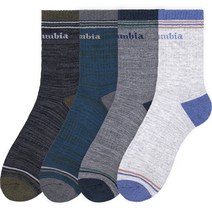 컬럼비아 자가드 쿠션 미들삭스 4종 세트, 아이보리 + 블루, 그레이 + 네이비, 다크그레이 + 네이비, 블랙 + 올리브