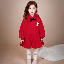 젤리스푼 여아용 큐티 후드 기모 원피스
