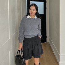 여성용 코듀로이 맞주름 하프 팬츠