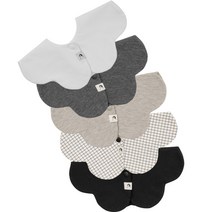 코니 항균 롤링 턱받이 5종 세트, 1세트, 아이보리, 그레이, 그리드, 차콜, 블랙