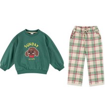 월튼키즈 아동용 선데이 체크 기모 상하의 세트