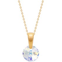 미니아트 여성용 14K GOLD 스와로브스키 크리스탈 오로라 목걸이 NP301 + 케이스 세트