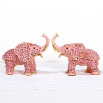 코끼리장식품 코끼리 큐빅 핑크 2p
