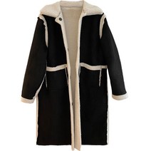 플랜데이 여성용 양면 리버시블 털 무스탕 롱 코트