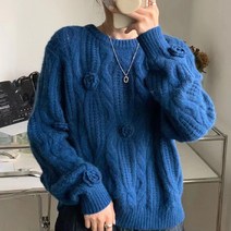 페이퍼먼츠 여성용 뜨개로즈 꽈배기 니트 03223