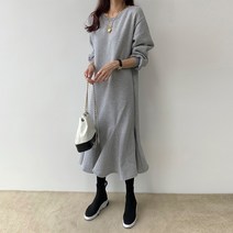 페이퍼먼츠 라운드넥 루즈핏 캐주얼 롱 프릴 원피스 03566