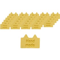 큐트 고양이 귀 영문 핸드메이드 레터링 DIY 소품 만들기 가죽 라벨, 옐로우, 100개