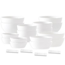 프렐류드 네오본 심플 4인 알뜰 식기 홈세트, 화이트, 공기 4p + 대접 4p + 찬기 10cm 4p + 찬기 2종 x 2p + 수저받침 4p