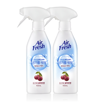 에어후레쉬 공기 탈취제 크리스탈 워터 스프레이 싱그러운 블랙체리향 본품, 400ml, 2개