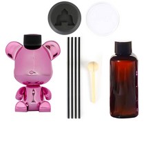 뉴베너 토이베어 2in1 차량 실내 디퓨저 용기 + 용액 + 일자형 스틱 4p + 우드스틱 + 받침대 + 논슬립 패드 세트 핑크, 블랙베이, 1세트