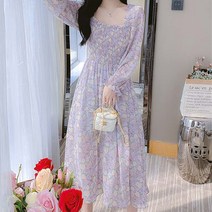 페이퍼먼츠 로즈 블로썸 밴딩 체스트 사각넥 봄 가을 원피스 04145