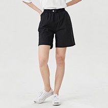 비엔엑스 여성용 베이직 포켓 허리 밴딩 린넨 숏 팬츠 BV2PT001L0