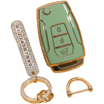 벤오토 쌍용 자동차 스마트키 케이스 세트, 그린, JH-SA3 (쌍용 3버튼)