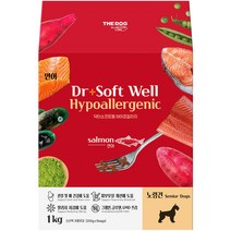 더독 강아지 노령견 닥터소프트 웰 하이포알러지 사료, 연어, 1kg, 1개