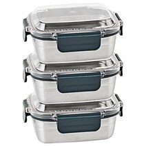 글라스락 클린 스텐 밀폐용기 직사각 500ml, 3개, 밀폐용기 3p