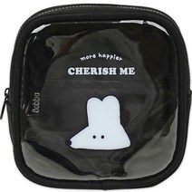 뭉구 보바 PVC 사각 파우치, 블랙, 1개