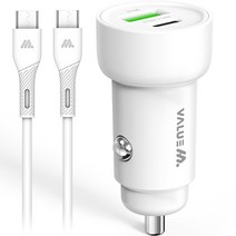 밸류엠 차량용 PPS PD 초고속 2포트 충전기 25W + C타입 to C타입 케이블 세트, VM-B2CPA25WPDQC, 화이트