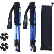 디유 두랄루민 3단 접이식 초경량 등산스틱 2p + 전용케이스 2p 세트, 블루, 1세트