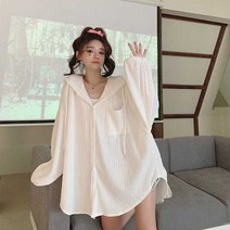 피어니스트 여성용 오버핏 후드 남방 셔츠