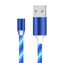 LED 발광 회전 마그네틱 자석 충전 케이블 1m, 블루, 1개