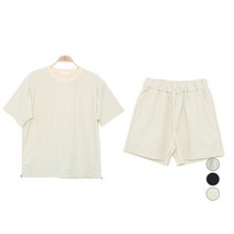 플랜데이 여성용 아노락 스트링 반팔 반바지 트레이닝 상하의 세트