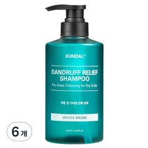 쿤달 프로 클린 비듬샴푸 화이트 머스크향, 6개, 500ml