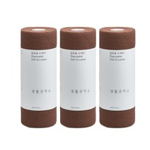 생활공작소 일회용 수세미, 브라운, 3개