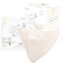 다나마스크 뉴다나온숨 쿨 마스크 새부리형 초소형 KF80, 30개입, 1개, 연한황색
