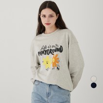Elle Girl 오버핏 그래픽 특양면 맨투맨 PLAY GROUND