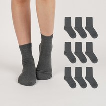 노디자인 여성용 숙녀 무지 중목 양말 10족 세트