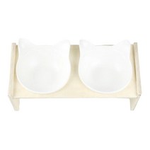 반려동물 자작나무 각도식탁 식기 2구, 화이트, 1개