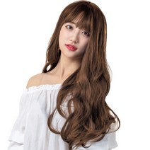 마리안느 고급원사 전체가발 + 가발망 세트, 라이트브라운, 1세트