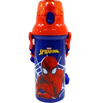 릴팡 마블 스파이더맨 앵커 원터치 어깨끈 물통, 손잡이 없음, 480ml