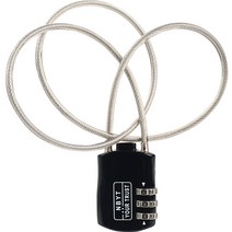 [캐리어용자물쇠] 위드 와이어 로프 맹꽁이 자물쇠 블랙 DB201_60, 1개