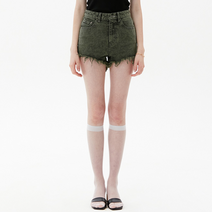 키르시 여성용 COLOR DYEING FRINGE DENIM SHORT PANTS