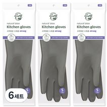 프로그 라텍스 스트롱 고무장갑 양손세트 소, 그레이, 소(S), 6세트