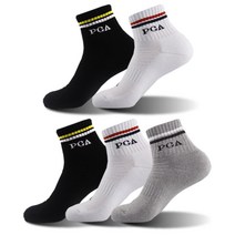 PGA 남성용 스포츠 쿠션 중목 양말 5족 세트 PGAM-45, 골고루