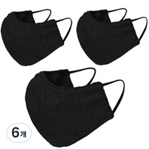 입체 기모 항균 일반형 마스크 L, 민자 검정색, 1개입, 6개