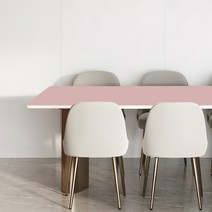 어나더 양면 가죽 방수 식탁보 모서리라운딩5mm, 60 x 60 cm, 핑크   진핑크