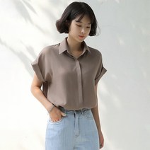 빼빼 여성용 히든버튼 옆트임 롤업소매 블라우스