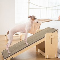까사미코 높이조절 강아지 계단 원목 슬라이드 스텝, 라이트 브라운