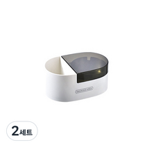 크로닉401 뚜껑 부착형 벽걸이 재떨이 + 스티커, 화이트 + 블랙, 2세트