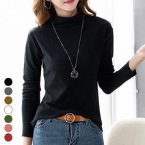 턴키 스판 하이넥 빅사이즈 반폴라 티셔츠 G-292