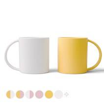 볼볼홈파티 빅머그 600ml, 밀크화이트, 치즈옐로우, 2개