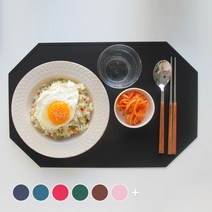 에이드엘 옥타곤 실리콘 테이블매트, 블랙, 가로 430mm x 세로 290mm