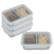 나누담 밀프랩 직사각 2칸 도시락통 세트 하늘색 480ml, 1세트, 도시락통 4p