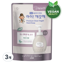 아이깨끗해 프리미엄 클린 비건 핸드워시 피오니향 리필, 400ml, 3개