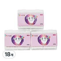 리빙웰 나무사각면봉, 200개입, 18개