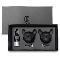 디씨네트워크 차량용 불독 방향제 무광블랙 2개 오일향, 1세트, 주르데르메스