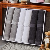 소프트터치 헤링본 보더 호텔수건 40수 코마사 150g 선물세트, 그레이톤, 12매